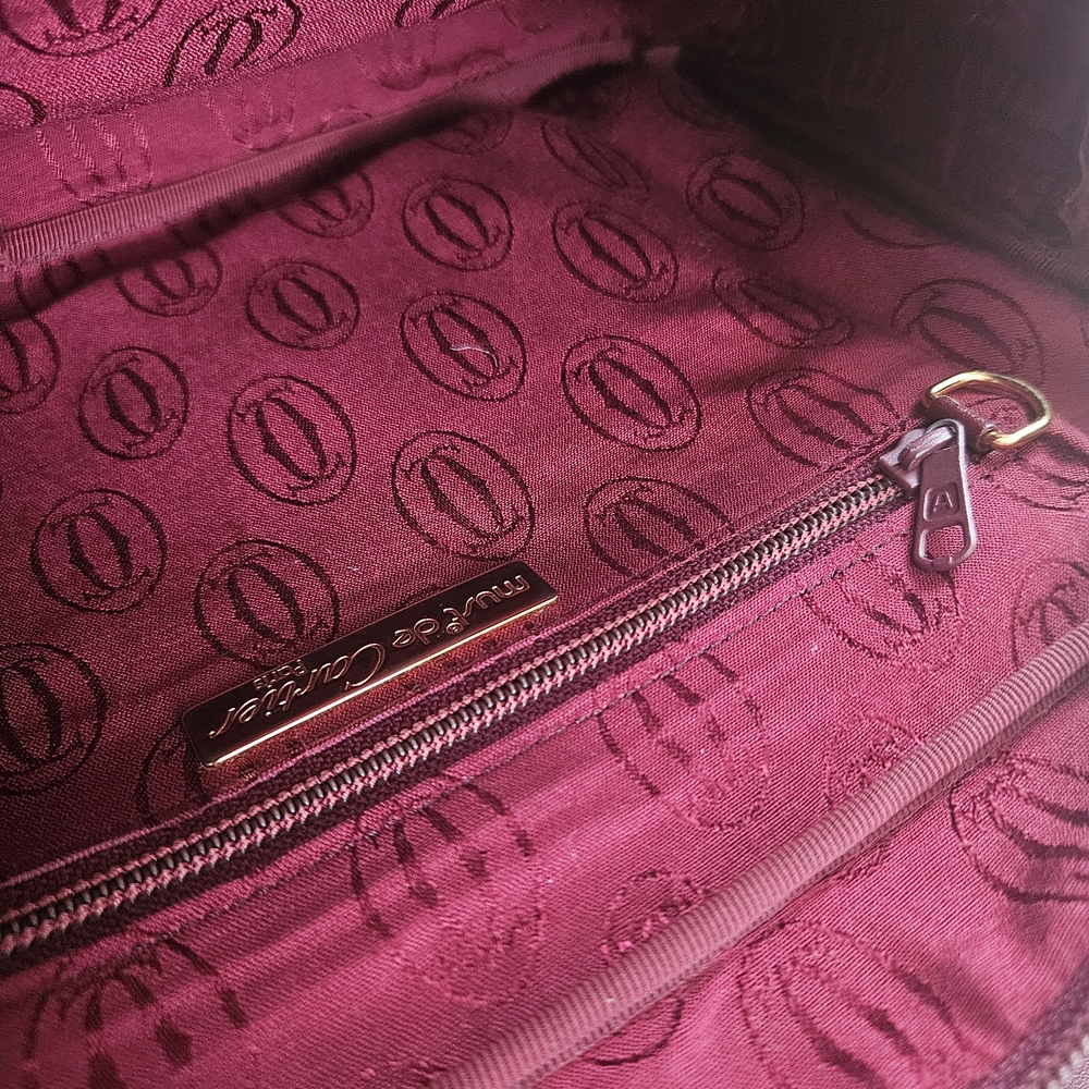EVC Cartier Burgundy Leather Lrg Satchel Bag - Must De Cartier. Clean - Picture 8 of 10